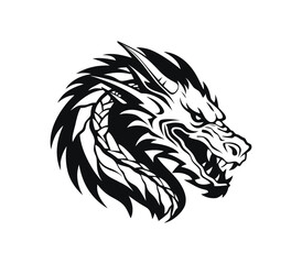 A Dragon head logo on white background