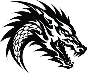 A Dragon head logo on white background