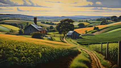 landscape painting of countryside nature