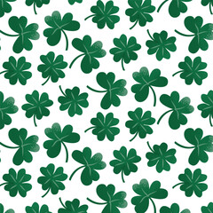 Seamless endless pattern for St. Patrick's Day. Irish traditional holiday. Clover leaf pattern. Happy plant. Vector illustration on a transparent background.