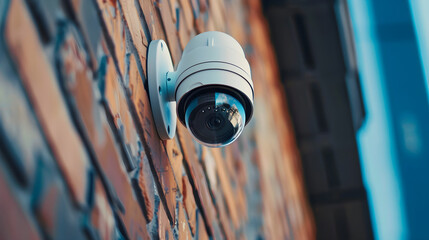 Modern Outdoor IP Camera Mounted on Building - Advanced Wireless Security Device