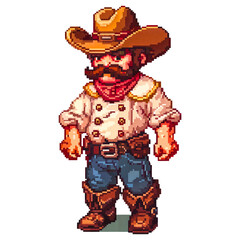 Cowboy Illustration Pixel Art, Pixel Cowboy
