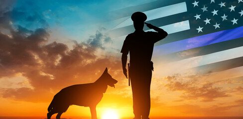Obrazy na Plexi  K-9 Veterans day. USA national flag. 3d illustration