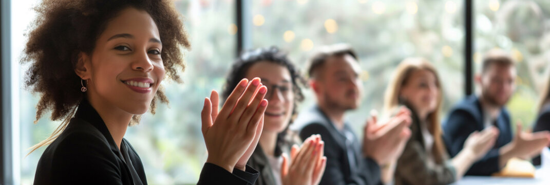 Professional Businesswoman Receiving Applause at Conference