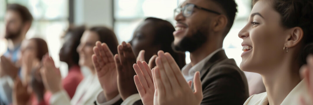 Professional Businesswoman Receiving Applause at Conference
