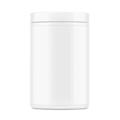 Blank package container for sport nutrition. Vector illustration isolated on white background. Can be use for your design, advertising, promo and etc. EPS10.