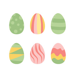 Easter eggs set isolated on white background. Holiday collection. Vector flat illustration