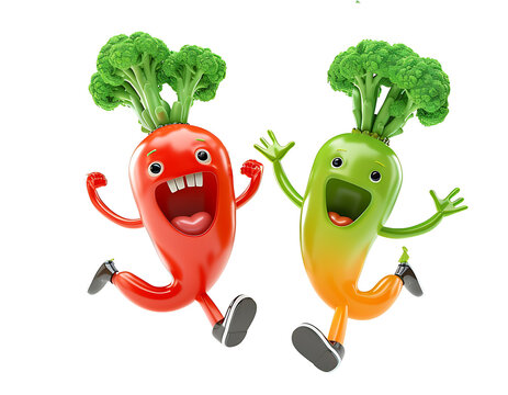 Cartoon image of a character made of vegetables on a transparent background PNG.