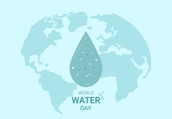 World water day card. Ecology holiday banner. Vector flat illustration