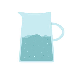 Glass transparent jug of still water isolated on white background. Stay hydrated. Fresh clean drink. Aqua healthy cold beverage. Stay hydrated. Vector flat illustration