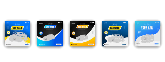 Car Wash Banner and Social Media Advertisement Cleaning baground smuth color bundleTemplate