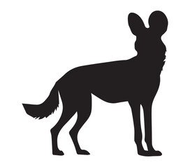 Vector, isolated silhouette of African Wild Dog.