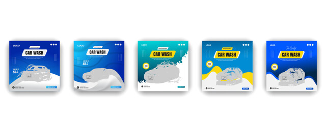Car Wash Banner and Social Media Advertisement Cleaning baground smuth color bundleTemplate