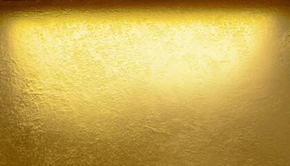 Golden wall on cement texture for background. Gold gradient., with copy space add text
