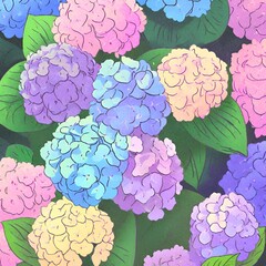 Beautiful colorful hydrangea flowers as background, top view