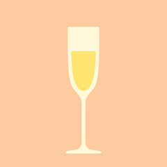 Glass of champagne. Vector flat icon. Best for logo, posters, print, cards, menu concept and branding design.