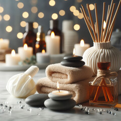 Spa Composition with Burning Candles 03