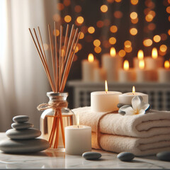 Spa Composition with Burning Candles 04