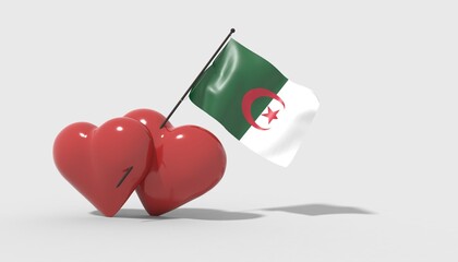 Cuori uniti da una bandiera con colori Algeria
