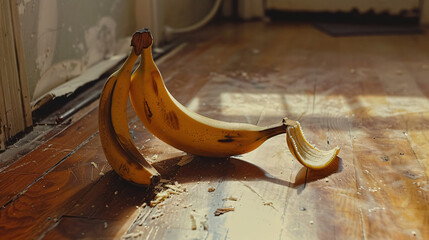 Banana peel on the floor icon