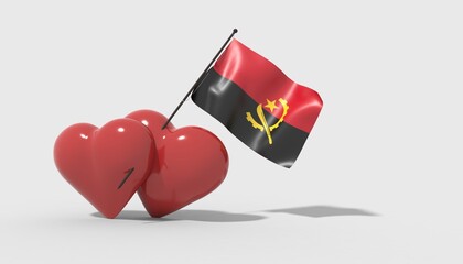 Cuori uniti da una bandiera con colori Angola
