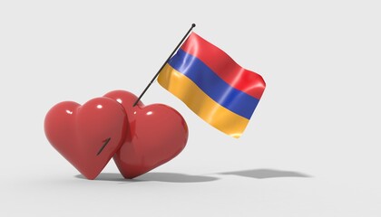 Cuori uniti da una bandiera con colori Armenia.
