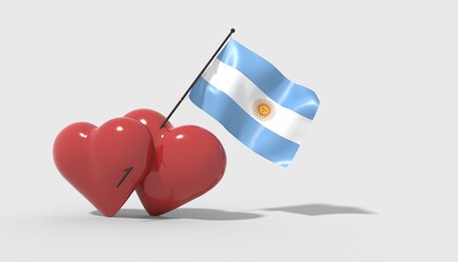 Cuori uniti da una bandiera con colori Argentina
