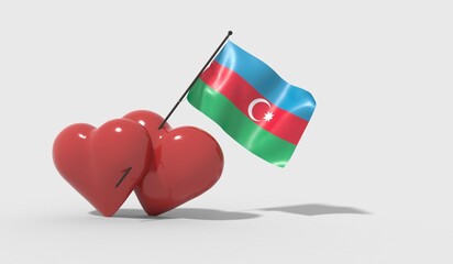Cuori uniti da una bandiera con colori Azerbaijan
