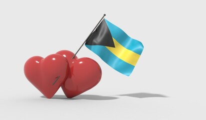 Cuori uniti da una bandiera con colori Bahamas
