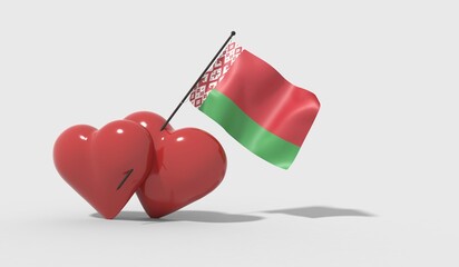 Cuori uniti da una bandiera con colori Belarus.

