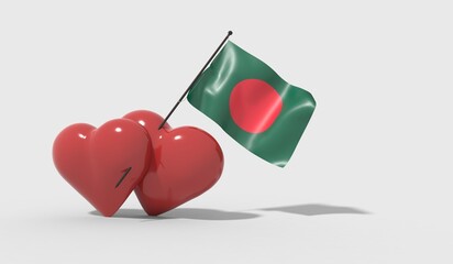 Cuori uniti da una bandiera con colori Bangladesh
