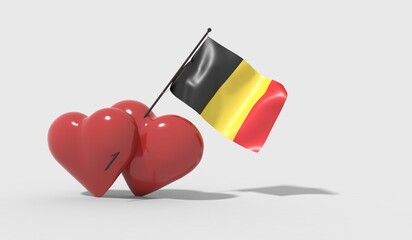 Cuori uniti da una bandiera con colori Belgium

