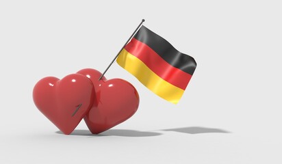 Cuori uniti da una bandiera con colori Germany

