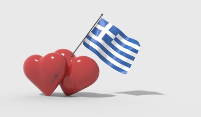 Cuori uniti da una bandiera con colori Greece
