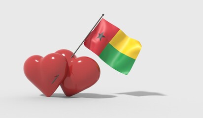 Cuori uniti da una bandiera con colori Guinea Bissau

