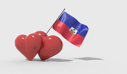 Cuori uniti da una bandiera con colori  Haiti
