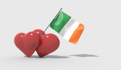 Cuori uniti da una bandiera con colori  Ireland.
