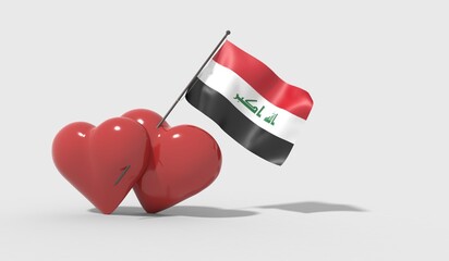 Cuori uniti da una bandiera con colori Iraq.
