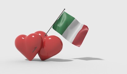 Cuori uniti da una bandiera con colori Italy.
