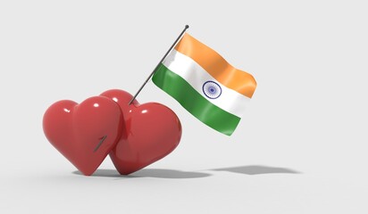 Cuori uniti da una bandiera con colori India