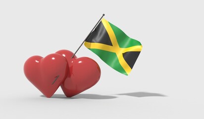 Cuori uniti da una bandiera con colori Jamaica
