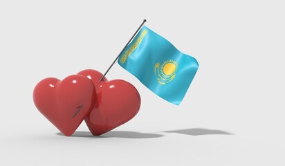 Cuori uniti da una bandiera con colori Kazakhstan
