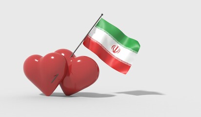 Cuori uniti da una bandiera con colori Iran