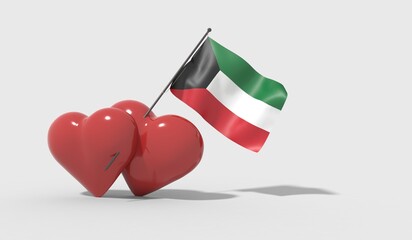 Cuori uniti da una bandiera con colori Kuwait
