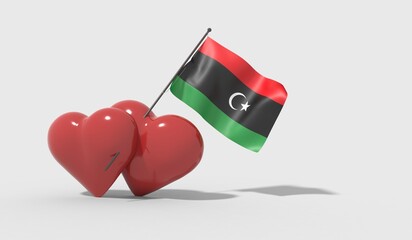 Cuori uniti da una bandiera con colori Libya
