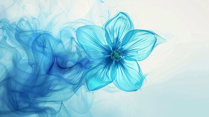 Fototapeta na wymiar Blue cyan flower style smoke line ornament element 