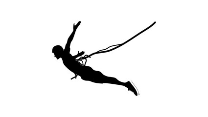 bungee jumper, black isolated silhouette - obrazy, fototapety, plakaty