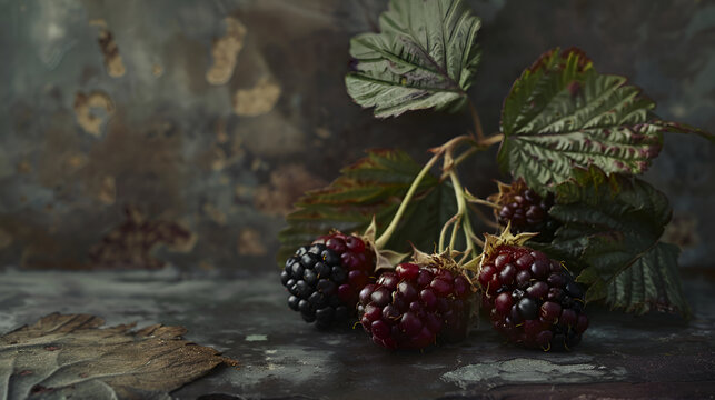 Pattern blackberries on a drips of watercolor background, watercolor painting,Blackberry fruit closeup isolated on black background,Fresh ripe blackberries with water drops background
