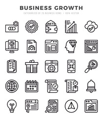Set of simple Lineal Business Growth Icons. Lineal art icons pack.