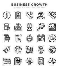 Business Growth Icons Pack Lineal Style. Vector illustration.